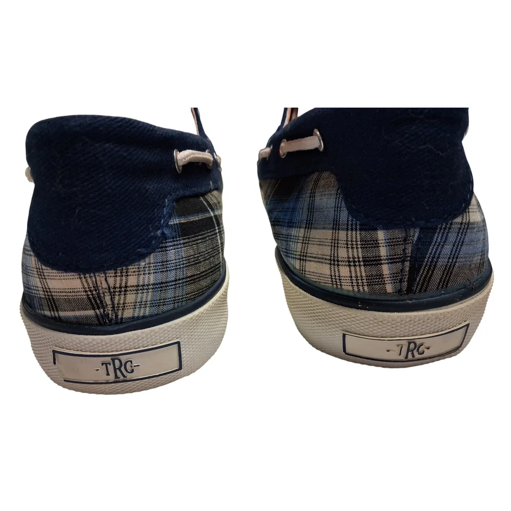 TRC The Riding Club Plaid Boat Shoes Mens Size 12 Blue Casual Deck Lace Up New